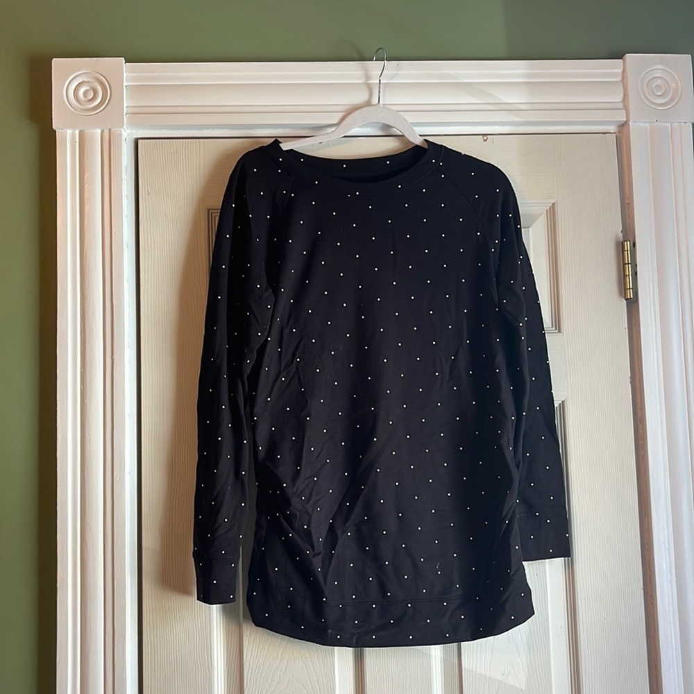 A-glow Light-weight maternity sweatshirt black polka dot sz Small casual‎